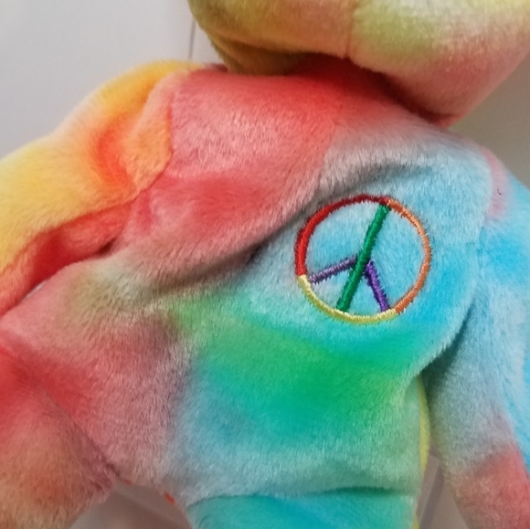 TY Peace Tie dyed Bear Beanie Baby Protective Case 90s Y2K - Picture 5 of 8